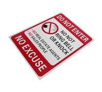 BUGUUYO No Knock Door Sign Self-adhesive No Solicitors Safety Sticker for Office and Home Easy Install Privacy Protection Label