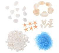 BUGUUYO Ocean DIY Material Kit Seashells for Crafting Sea Glass DIY Kit Creative Ocean Theme Design Glass Shell Stone Sand Lasting Crafting Experience Office Decoration