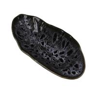 BUGUUYO Outdoor Ceramic Butterfly Feeder Tray Bee Feeding Bowl, 8.25 Inch Obsidian Shell Glaze, Garden Decor for Butterfly and Bee Watering