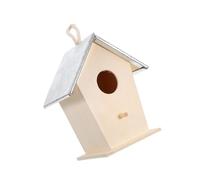 BUGUUYO Outdoor Wooden Bird House with Metal Reinforcement Weatherproof Nest Box for Sparrows Doves Small Birds