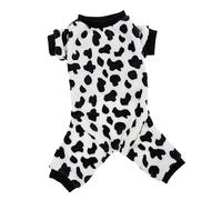 BUGUUYO PET Coat for Small Dogs Warm Plush Dog Pajamas Autumn Winter Cow Spot Pattern Soft Polyester Material Comfortable PET Costume for Indoor Use