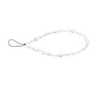 BUGUUYO Phone Charm Wrist Strap Easy to Install and Remove Bohemia Style White Pearl with 8mm Faceted Crystal Beads Mobile Phone Decor to Decorate Your Bags for Camera and Keychain