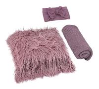 BUGUUYO Photography Prop Set 3pcs - Photo Prop Blanket, Wrapped Cloth, and Hair Band Kit for Newborn Photo Studio Accessories