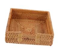 BUGUUYO Portable Rattan Woven Napkin Storage Case Rustic Tissue Holder Organizer Box for Kitchen Restaurant Home Tabletop Space Saving Paper Tissue Container