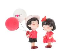 BUGUUYO Resin Couple Statue Car Interior Decorations with Red and White Balloons Romantic Dashboard Figurine Ornament for Car and Desktop Display