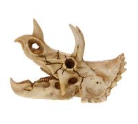 BUGUUYO Resin Dinosaur Skull Hideout Cave for Geckos Hide Cave Skull Decorations for Bedroom Safe Realistic Reptile Habitat Accessory