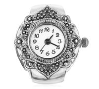 BUGUUYO Ring Elastic Men Women for Watch or Retro Finger and Octagonal with Strap and Quartz Movement, Casual Stylish Alloy and Glass Design, Easy to Put Take, Gift for Friends