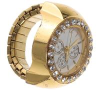 BUGUUYO Ring Watch Finger Accurate Time Keeping Elastic Alloy Band Elegant with Quartz Movement Stylish Golden Finger Ring Watch for Women for Casual Events and Dating