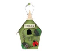 BUGUUYO Rustic Handmade Hanging Bird Nest House with Green Roof Breathable Wooden Garden Bird Shelter for Balcony Decoration Natural Outdoor Nesting Box