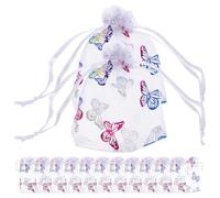 BUGUUYO Small Drawstring Organza Bags Elegant Gift Pouches 50pcs with Gold Butterfly Pattern, Lightweight Gauze Material, Practical for Party Decorations and Weddings for Jewelry
