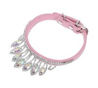 BUGUUYO Sparkling Rhinestone Dog Collar Puppy Collar Secure Fastening Water Resistant Pu Leather Metal Buckle 12.18x1.49x0.12in Adjustable for Active Play Puppies