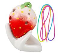 BUGUUYO Strawberry Ocarina Six-hole Musical Instrument for Boy Girl Includes Lanyard Music Score and Unique Stand for Beginners and Young Musicians