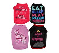 BUGUUYO Summer Dog Clothes Set 4pcs Pet Dog T-shirt Pullover Breathable Outfit for Puppy and Small Dogs