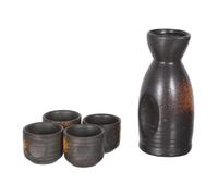 BUGUUYO Traditional Japanese Sake Set Ceramic Tokkuri Hot Saki Drink Set with Large Carafe and Cups for Home Restaurant Serving