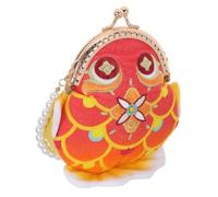 BUGUUYO Vintage Fish Embroidered Coin Purse with Faux Pearl Handle Kiss Lock Clasp Clutch Wallet for Women Oriental Hand Embroidery Versatile Evening Bag for Wedding Party and Daily Use