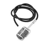BUGUUYO Vintage Microphone Photo Prop with Silver Plastic and Rubber Wires, Retro Style Party Decor and Multifunctional Hanging Mic Model for Costume Play and Interior Design