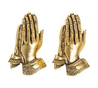 BUGUUYO Vintage Praying Hand Brooch Pins 2PCS for Church, Handmade Alloy Metal Badge with Multipurpose Use, Golden Lapel Pin for Women and Men