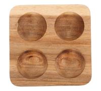 BUGUUYO Wooden Egg Holder 4 Slots Tray Brown Acacia Wood Egg Keeper Storage Organiser for Kitchen Countertop and Fridge at Home