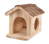 BUGUUYO Wooden Hamster Log House Guinea Pig Sleeping House Hideout Habitats for Stress Pet Life