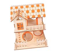 BUGUUYO Wooden Small Pet Hideout Happy Hamster House Toy Exercise Play Nesting Orange Small Animal Home Sad Hamster Toy