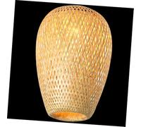 BUGUUYO Woven Bamboo Lampshade Zen Style Pendant Lamp Cover for Tea Dining Hotel Rustic Natural Bamboo Hanging Lamp Shade for Warm Ambient Lighting
