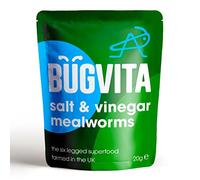 Bugvita Salt & Vinegar Mealworms, 20g (single pack) - Ready to Eat, High Protein, Sustainable Snack. Premium Edible Insects, Made in the UK