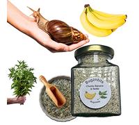 Bugznbits Giant African Land Snail Food, 100% Natural Blend with Chunky Banana & Nettle Leaf, Also Great for Millipedes & Hermit Crabs (210ml Refillable Jar)