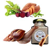 Bugznbits Giant African Land Snail Food, 100% Natural Blend with Sweet Potato, Beetroot & Peas, Also Great for Millipedes & Hermit Crabs (210ml Refillable Jar)
