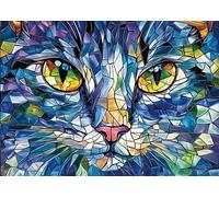 BUHAH Cat Stained Glass Puzzles for Adults 1000 Pieces Pretty Kitten Art Jigsaw Puzzles Impossible Challenging Animal Aesthetic Puzzle as Family Activity