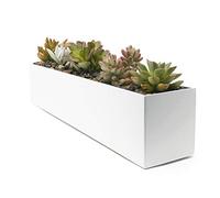 Buhbo Modern Steel Through Rectangle Planter 16 Inches White