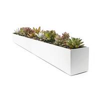 Buhbo Modern Steel Through Rectangle Planter 32 Inches, White