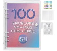 Buhdjfnke 100 Envelope Money Savings Challenge Binder, Expense Budget Sheet for Budgeting and Saving Money, Budget Binder Easy Install White