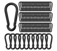 Buhdjfnke 100Pcs Spring Snap Hooks, M6 2.36 Inch Blcak Small Carabiner Clip, Heavy Duty Keychain Clip for Camping, Swing