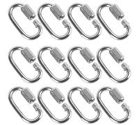 Buhdjfnke 12 Pcs Quick Link 4MM Stainless Steel Chain Connector,Heavy Duty D Shape Locking Looks for Carabiner, Max.Load 500 Lb