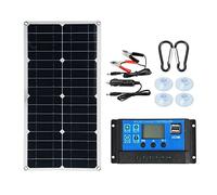 Buhdjfnke 20W Solar Panel Kit Portable Power RV Monocrystalline Boat Flexible Battery 12V