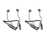 Buhdjfnke 2X A12 Neck-Mounted Bluetooth 5.0 Headset Long Standby Wireless Pluggable Graphics Headset Semi-In-Ear Black