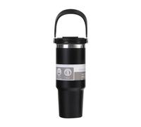 Buhdjfnke 30 Oz Vacuum Insulated Bottle with Handle and Flip Straw Double Wall Stainless Steel Coffee Cup Travel Mug Leak Proof,A