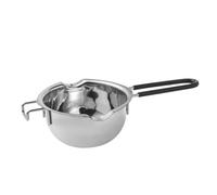 Buhdjfnke 400ml Chocolate Melt Pot, Stainless Steel Melt Bowl Suitable for Candy Making Double Nozzle with Front Hook Black