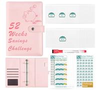 Buhdjfnke 52 Week Money Saving Challenge Binder +Savings Challenges Book Cash Envelopes for Budget Planner Financial Budget Planner Savings Challenges Book Pink