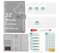 Buhdjfnke 52 Week Money Saving Challenge Binder with Savings Challenges Book Cash Envelopes for Budget Planner Financial Budget Planner Savings Challenges Book Grey
