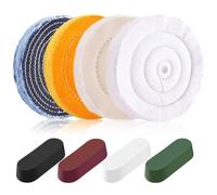 Buhdjfnke 8PCS 6 Inch for Bench Grinder Buffing& Polishing Wheel Kit- 1/2" Arbor Hole, Includes 4 Buffing Compound Set, Rouge Bars
