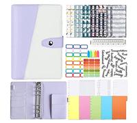 Buhdjfnke A6 Binder Notebook,6Hole Loose Leaf Notebook Ring Binder Binder with 10 Binder Covers Budget Sheets for Travel Journal B