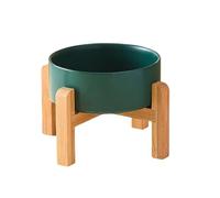 Buhdjfnke Big Dogs Bowl Double Ceramic Elevated Pet Food Water Feeders Small Medium Large Dog Feeding Supplies with Wooden Stand C