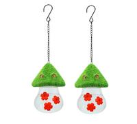Buhdjfnke Bird Feeder,Garden Bird Feeders for Outdoors Hanging,3 Petals Decorated with Water Spout Bird Water Easy Install Red Flowers