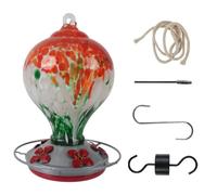 Buhdjfnke Bird Feeder with 5 Perches Hand Blown Glass Bird Feeders for Outdoors Hanging 30 Fuild Oz,B