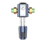 Buhdjfnke Cleaning Pre Filter with Pressure Gauge 360° High-Pressure Backwash Filtration System Reusable Whole House Filter 1-Inch Hot Melt (32-)