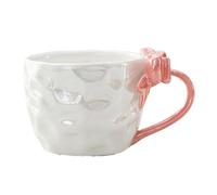 Buhdjfnke Colorful Pearlescent Glaze Bow-Knot Water Cup High-Value Female Couple Cup Ceramic Mug Pink