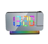 Buhdjfnke FM Radio Projection Alarm Clock with RGB Night Light, LED Display, Desktop Alarm Clock,Adjustable Brightness White
