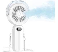 Buhdjfnke Foldable Handheld Misting Fan Powerful 4 High Speeds Rechargeable Small Hand Held Fan Water Mist,4000mAh Battery Operated White