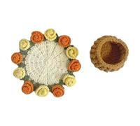 Buhdjfnke Hand Woven Bouquet Cupmat Crochet Coaster Flower Coasters for Coffee Cups Home Desktop Potted Plant Ornaments C